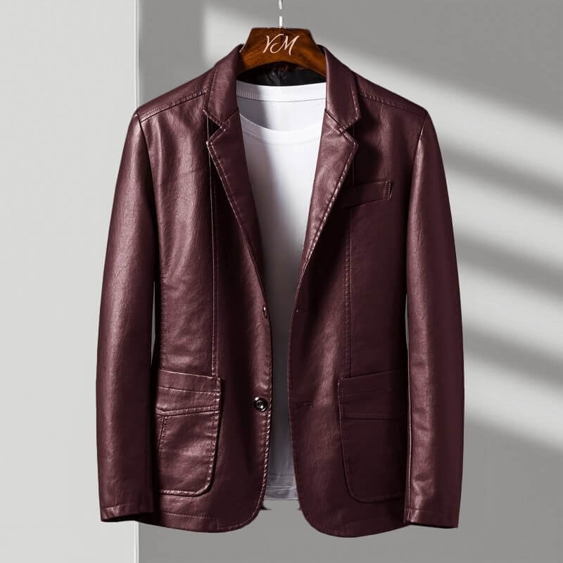Men's single-breasted jacket with notched lapels and flap pockets