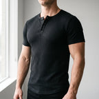 Ribbex  - Men's Ribbed Henley Shirt Casual Daily Wear