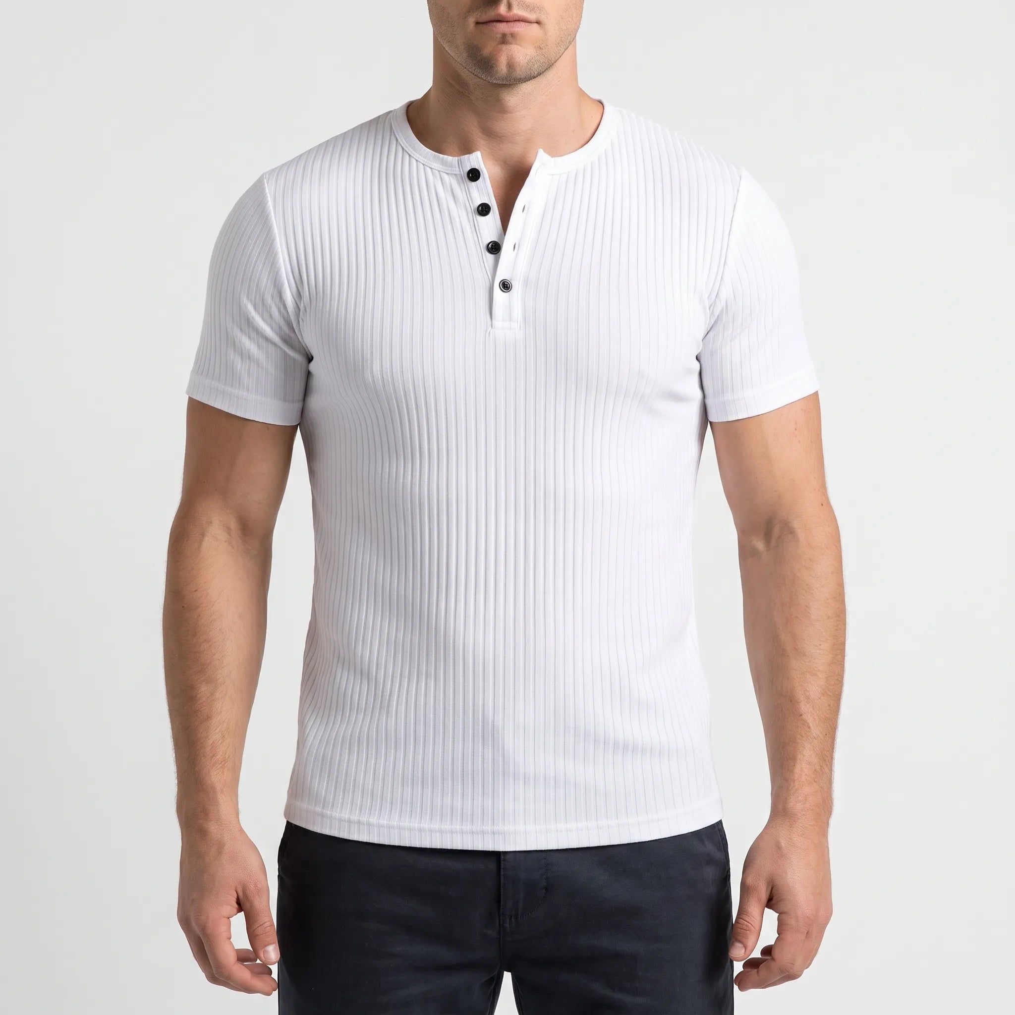 Ribbex  - Men's Ribbed Henley Shirt Casual Daily Wear