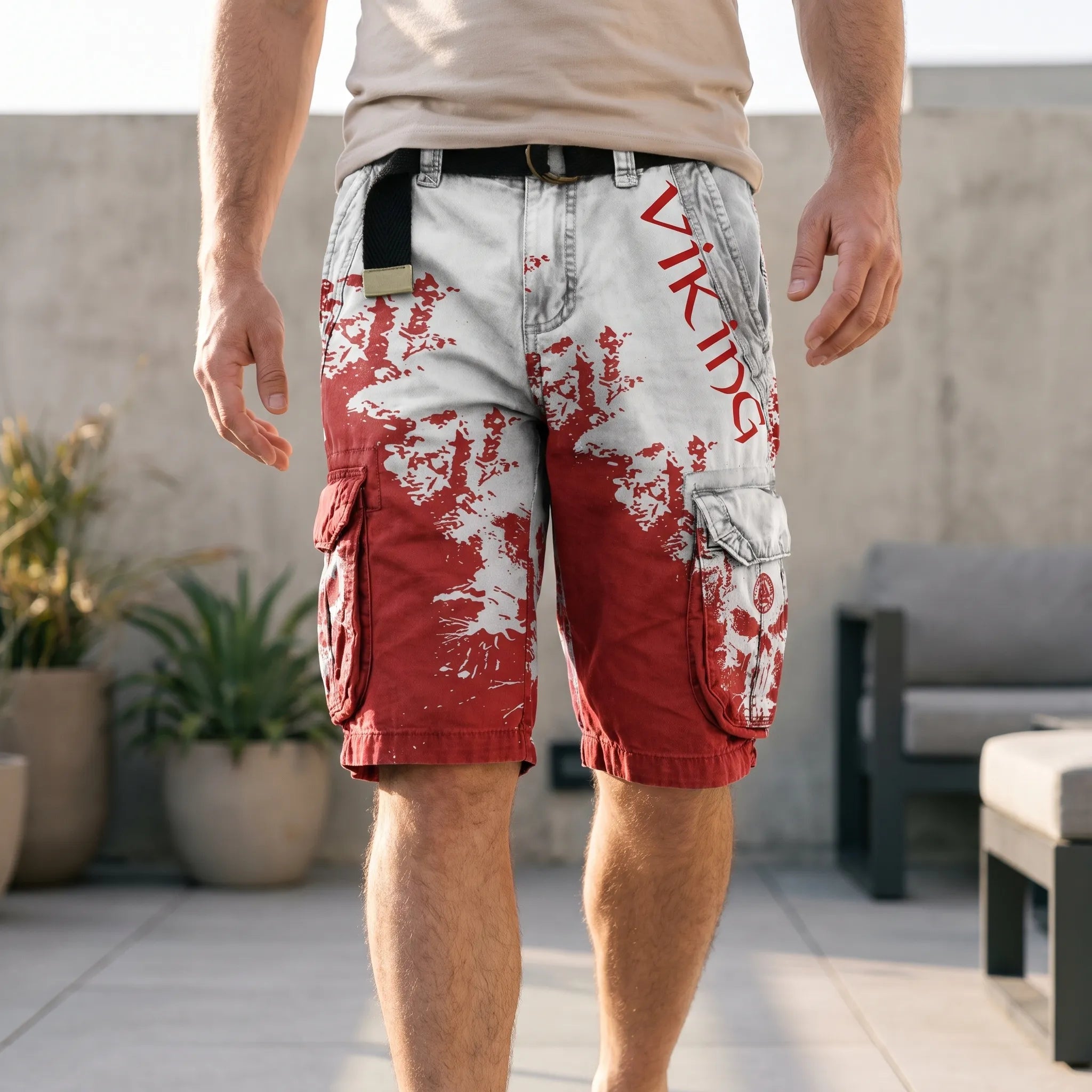 Runestride  - Casual Graphic Print Cargo Shorts Carrying Daily Items