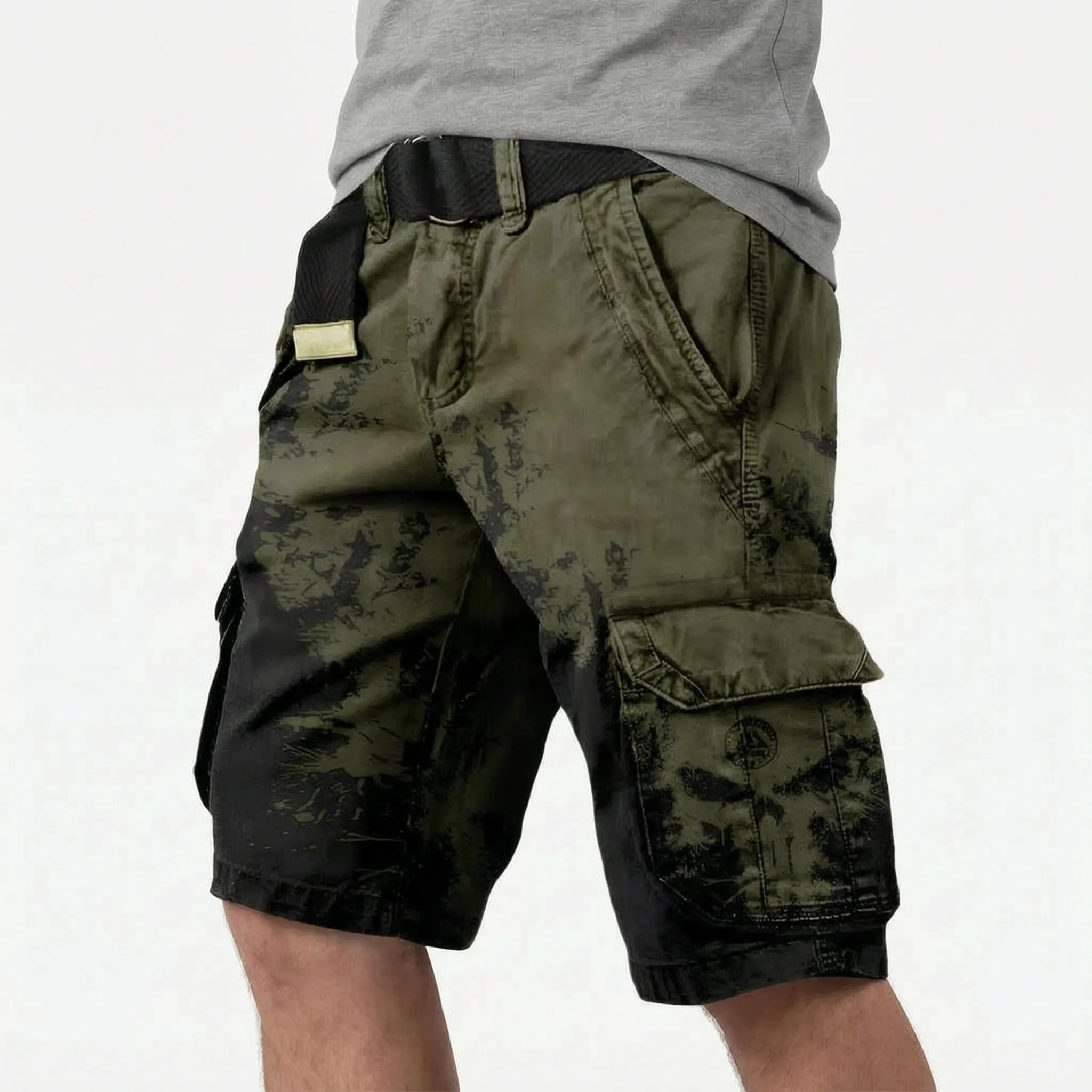 Runestride  - Casual Graphic Print Cargo Shorts Carrying Daily Items