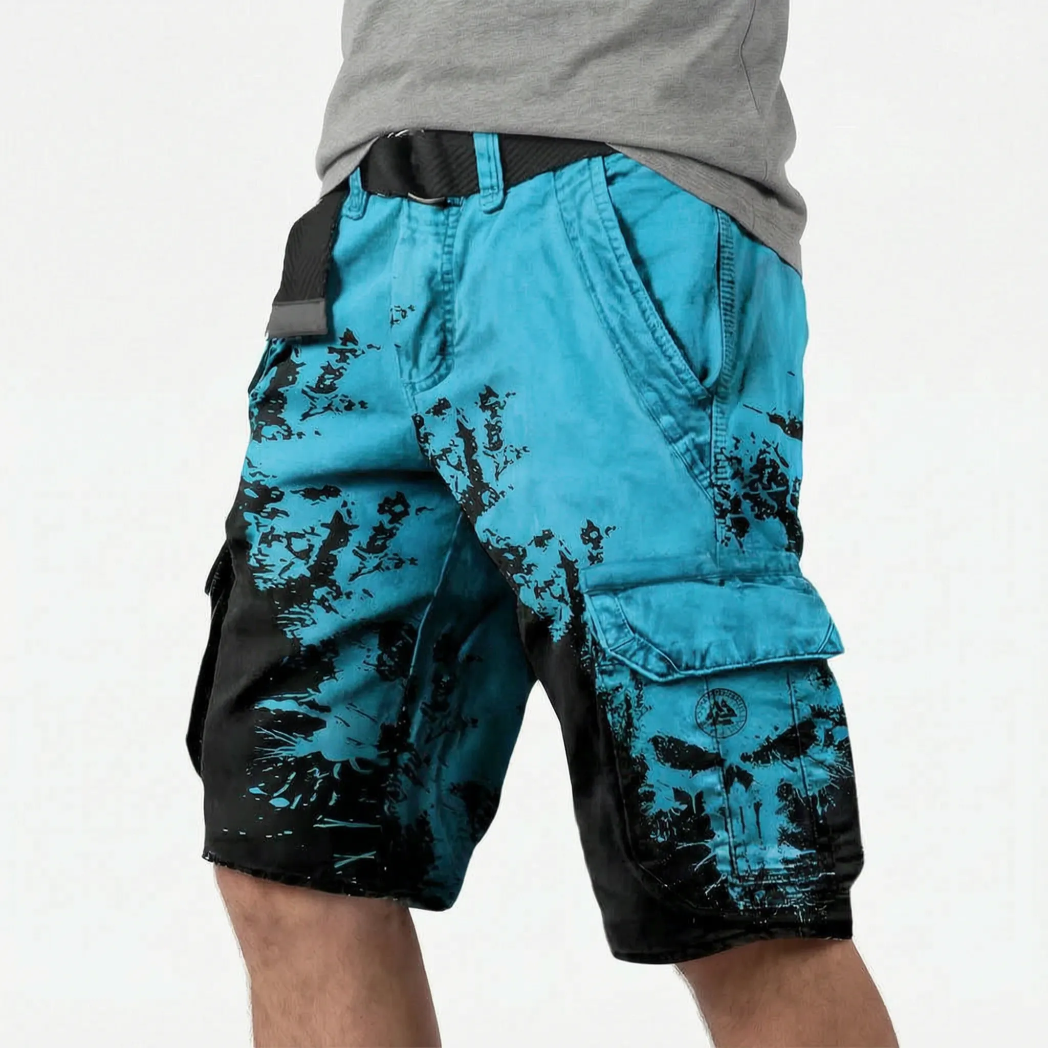 Runestride  - Casual Graphic Print Cargo Shorts Carrying Daily Items