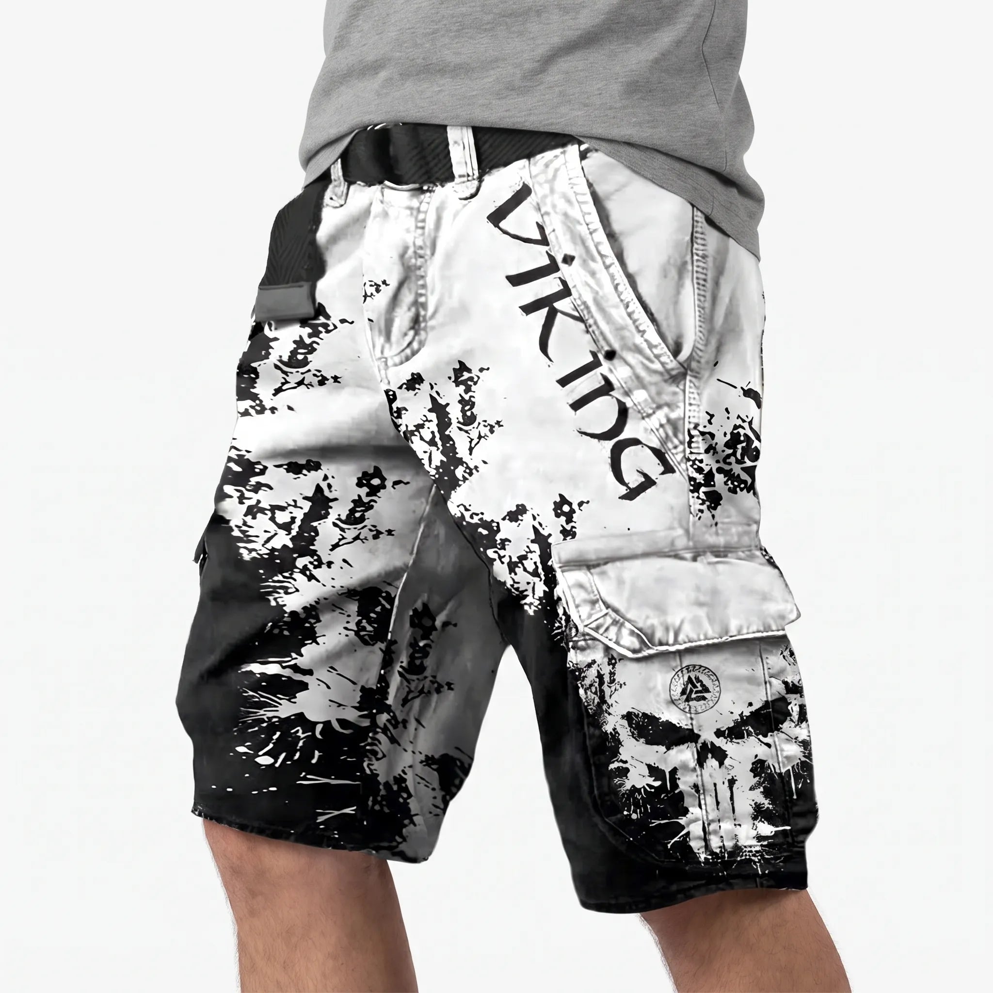 Runestride  - Casual Graphic Print Cargo Shorts Carrying Daily Items