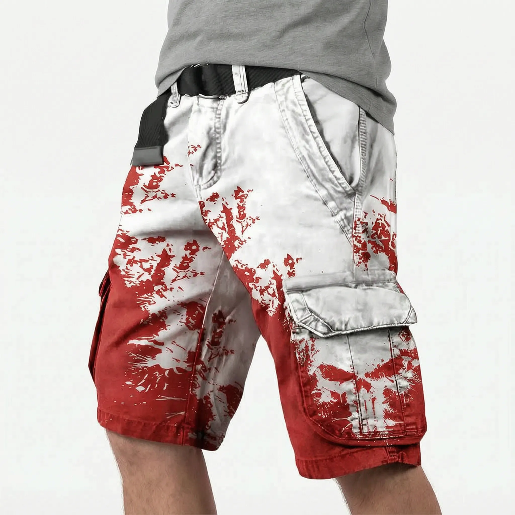 Runestride  - Casual Graphic Print Cargo Shorts Carrying Daily Items