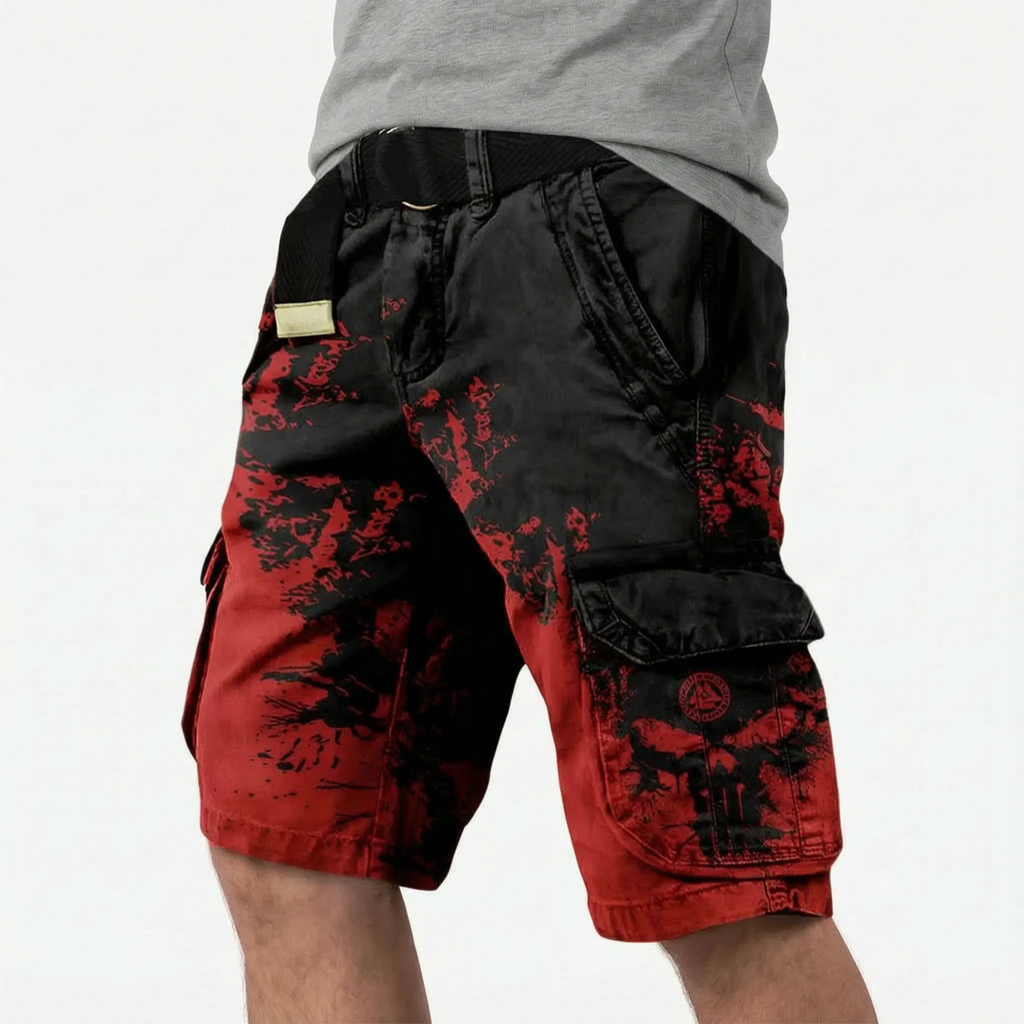 Runestride  - Casual Graphic Print Cargo Shorts Carrying Daily Items