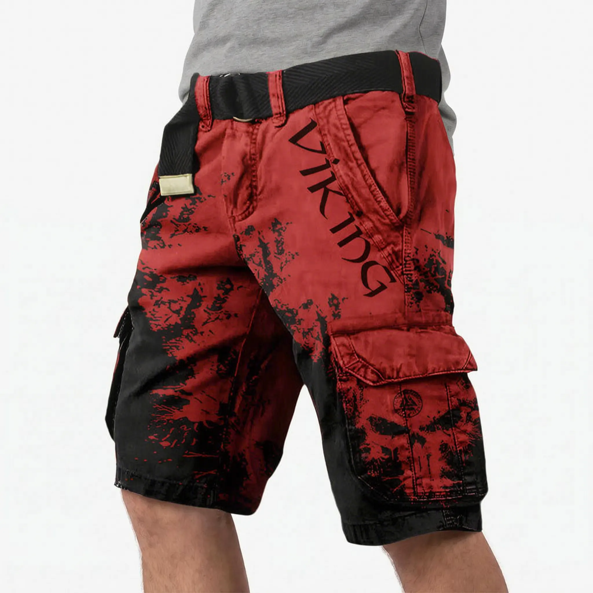 Runestride  - Casual Graphic Print Cargo Shorts Carrying Daily Items