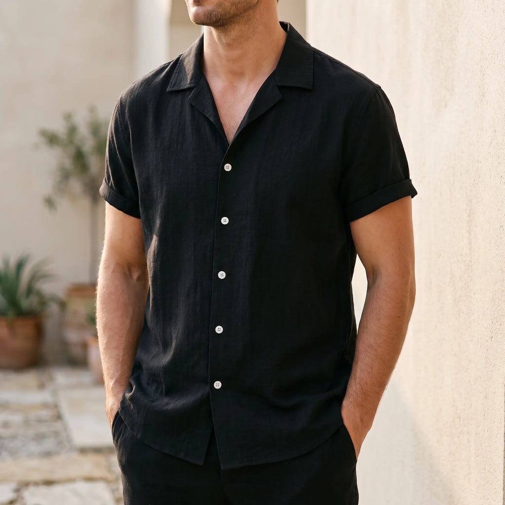Ruvic  - Relaxed Short Sleeve Button-Up Shirt Warm Weather Wear