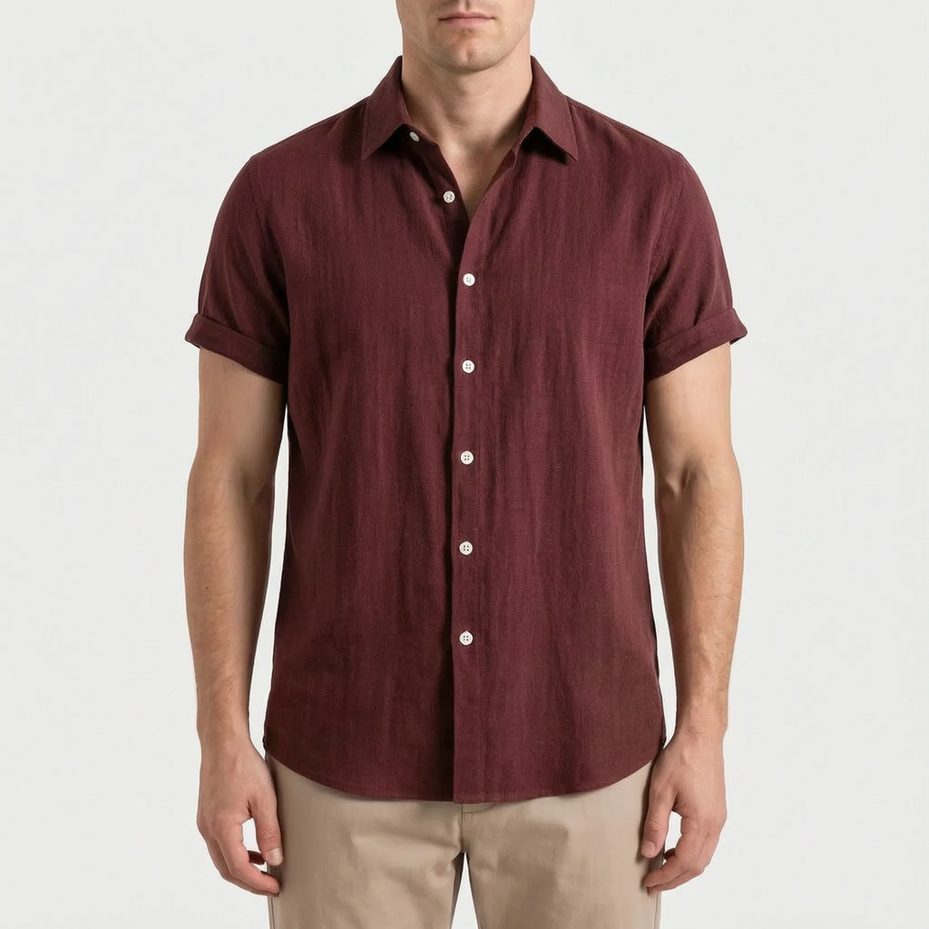 Ruvic  - Relaxed Short Sleeve Button-Up Shirt Warm Weather Wear