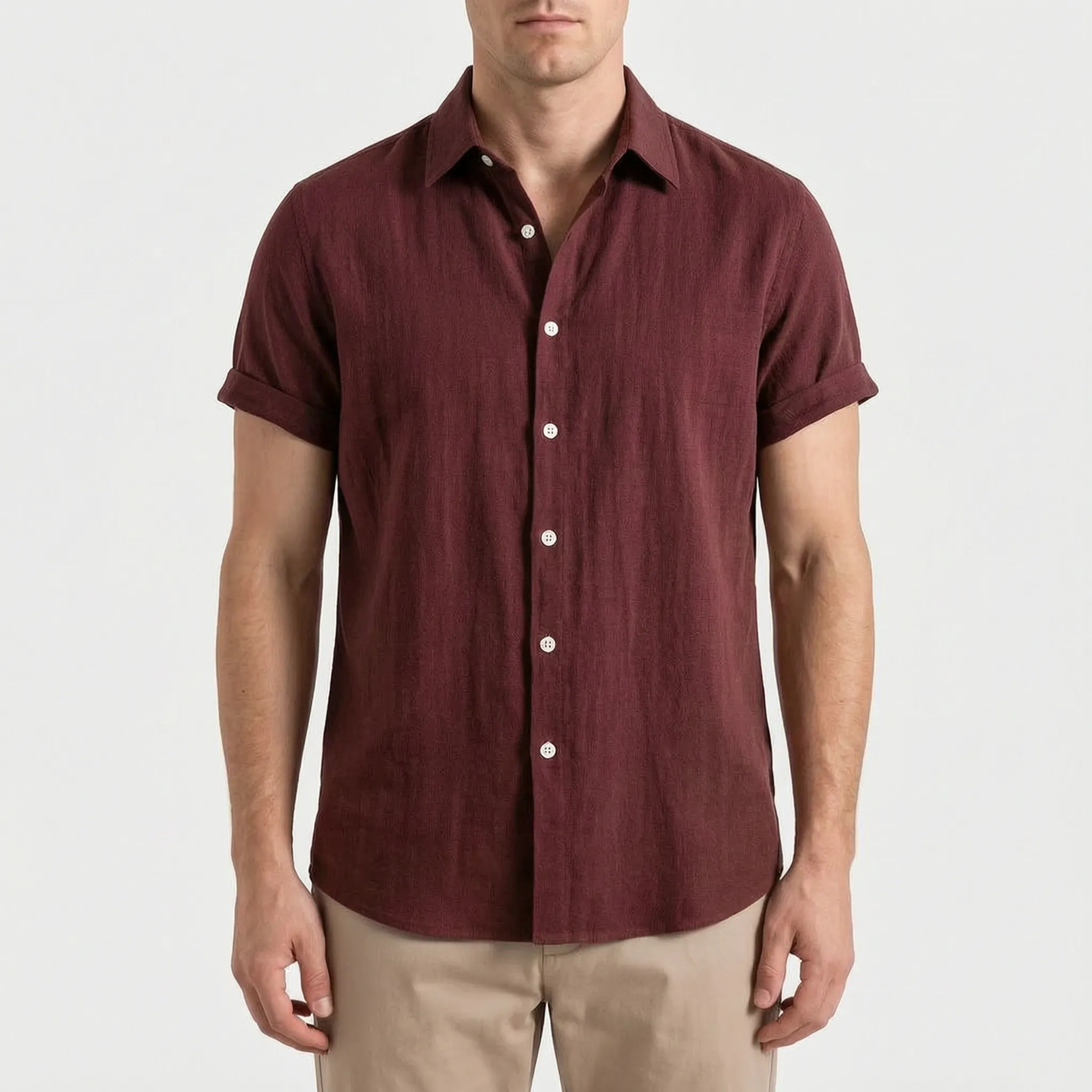 Ruvic  - Relaxed Short Sleeve Button-Up Shirt Warm Weather Wear