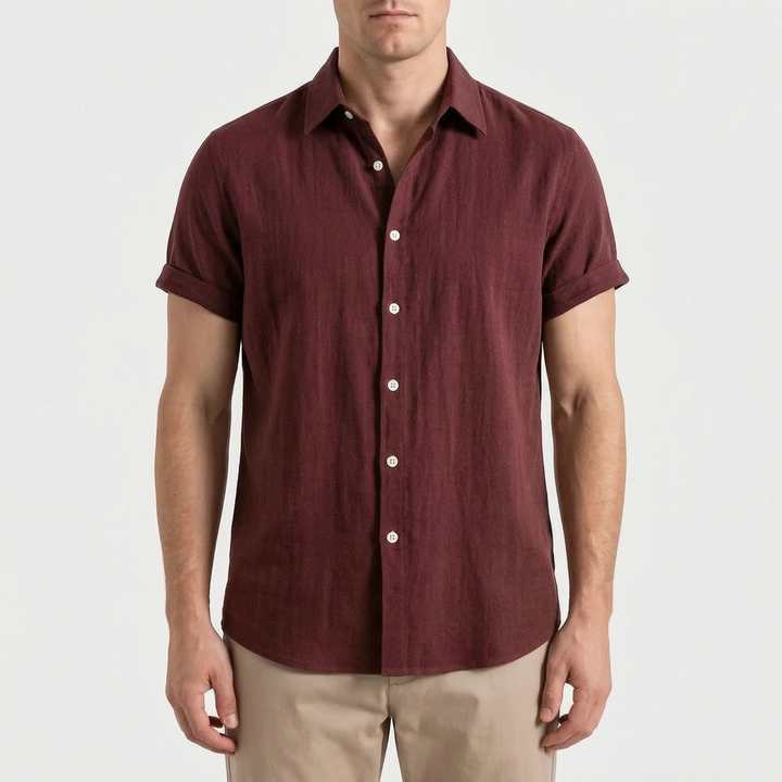 Ruvic  - Relaxed Short Sleeve Button-Up Shirt Warm Weather Wear