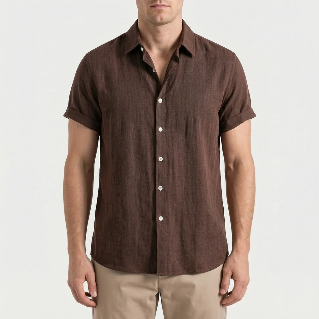 Ruvic  - Relaxed Short Sleeve Button-Up Shirt Warm Weather Wear