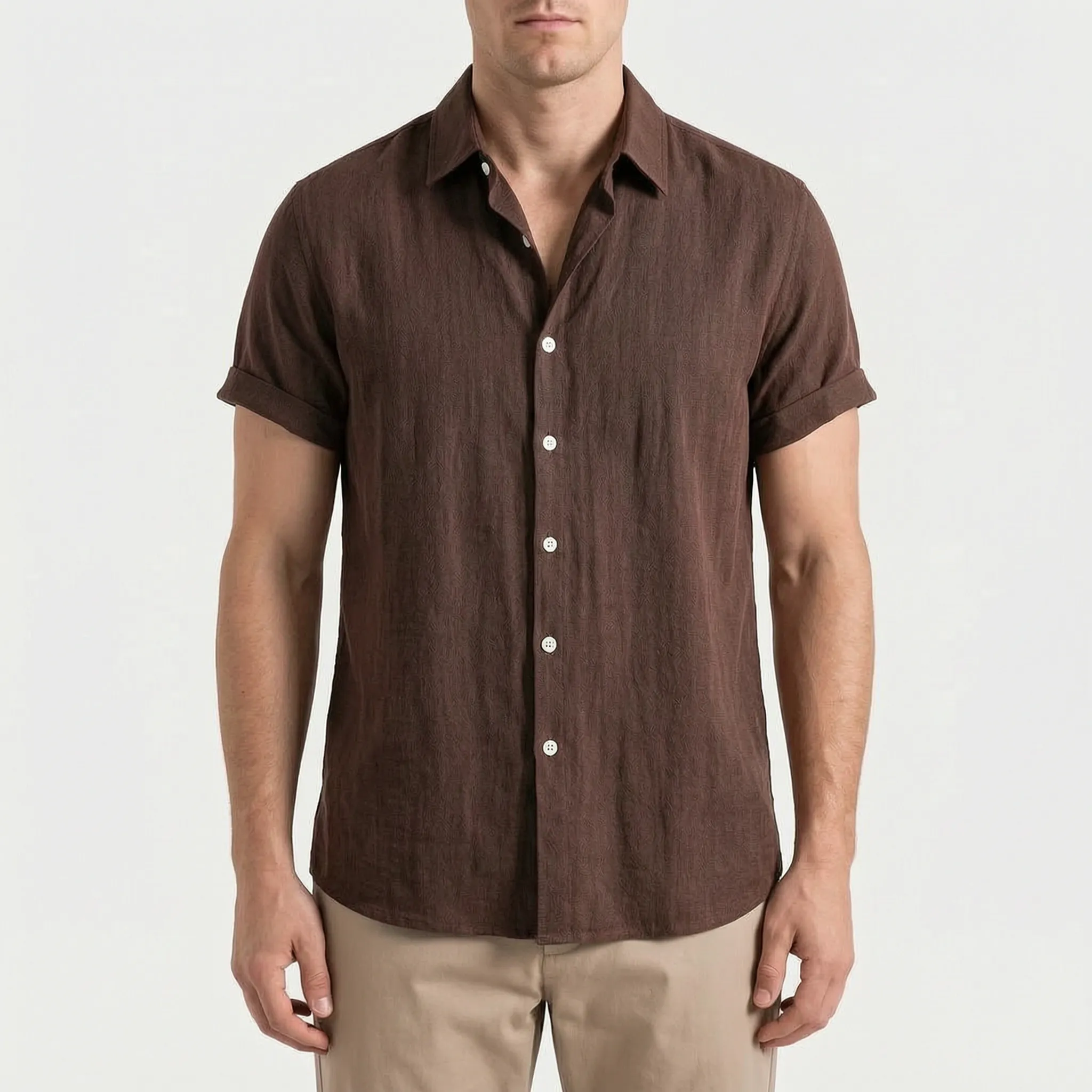 Ruvic  - Relaxed Short Sleeve Button-Up Shirt Warm Weather Wear