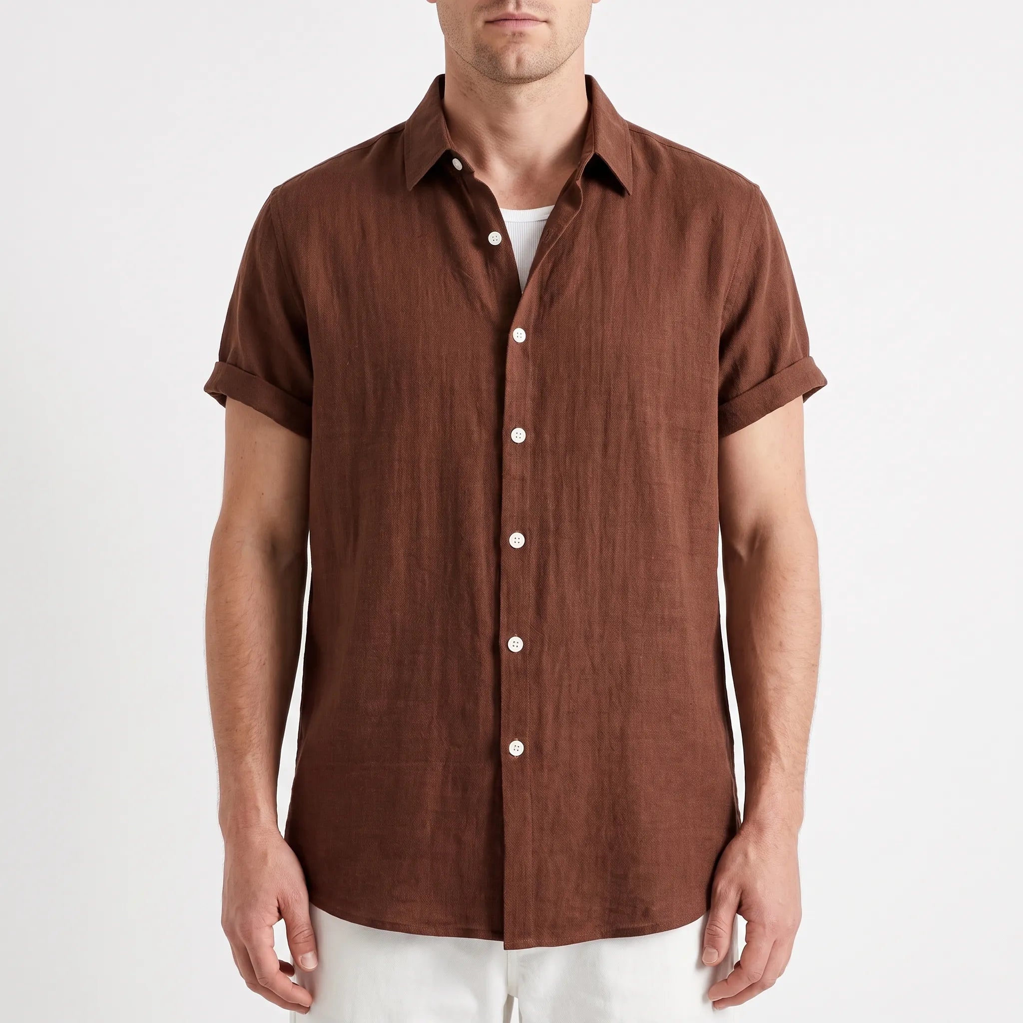 Ruvic  - Relaxed Short Sleeve Button-Up Shirt Warm Weather Wear