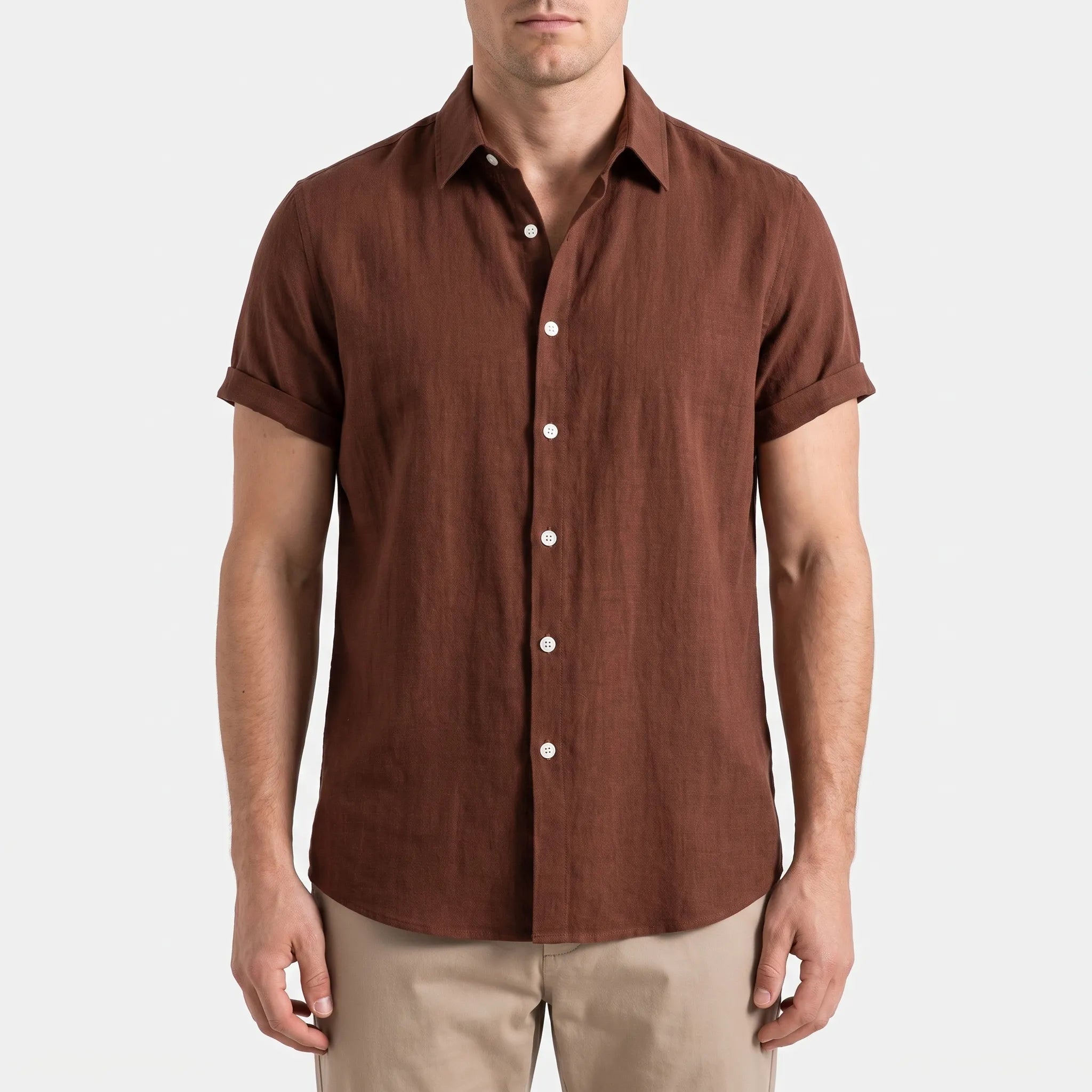 Ruvic  - Relaxed Short Sleeve Button-Up Shirt Warm Weather Wear