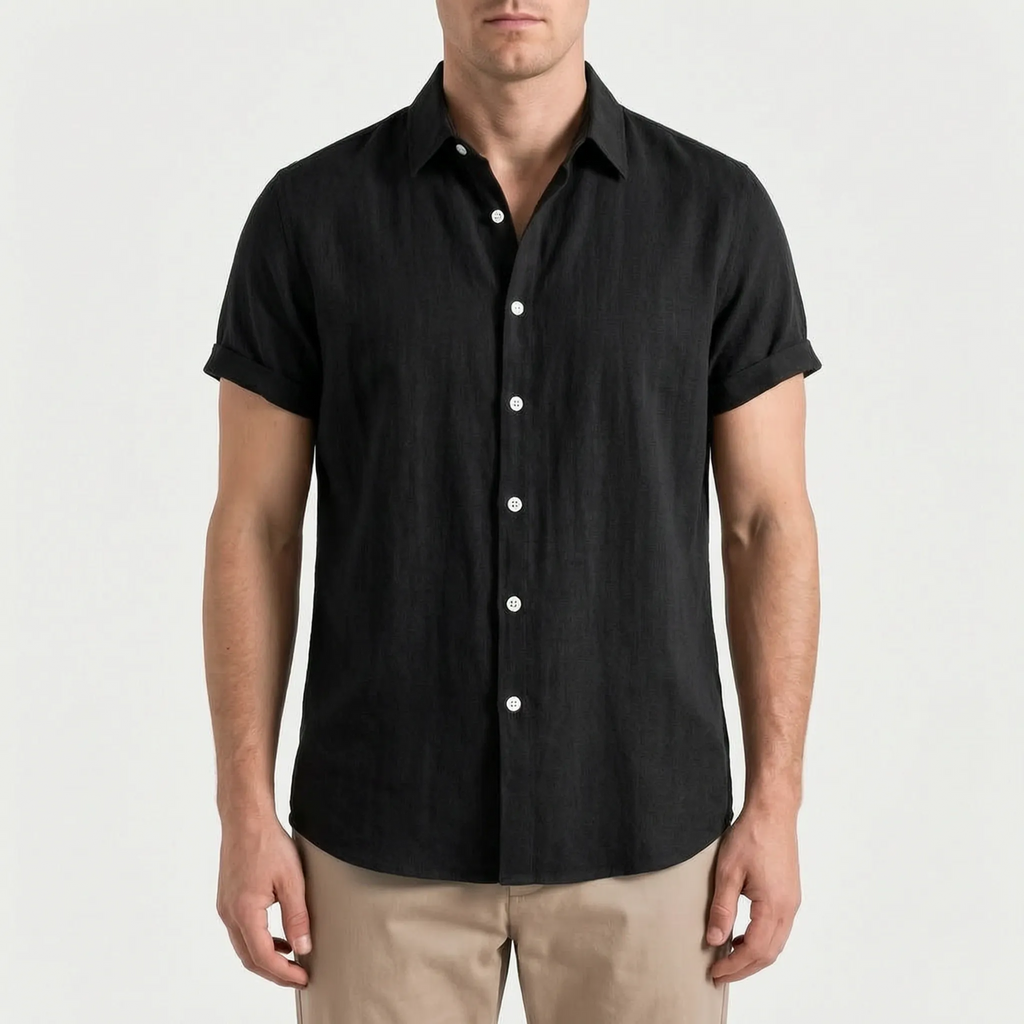 Ruvic  - Relaxed Short Sleeve Button-Up Shirt Warm Weather Wear