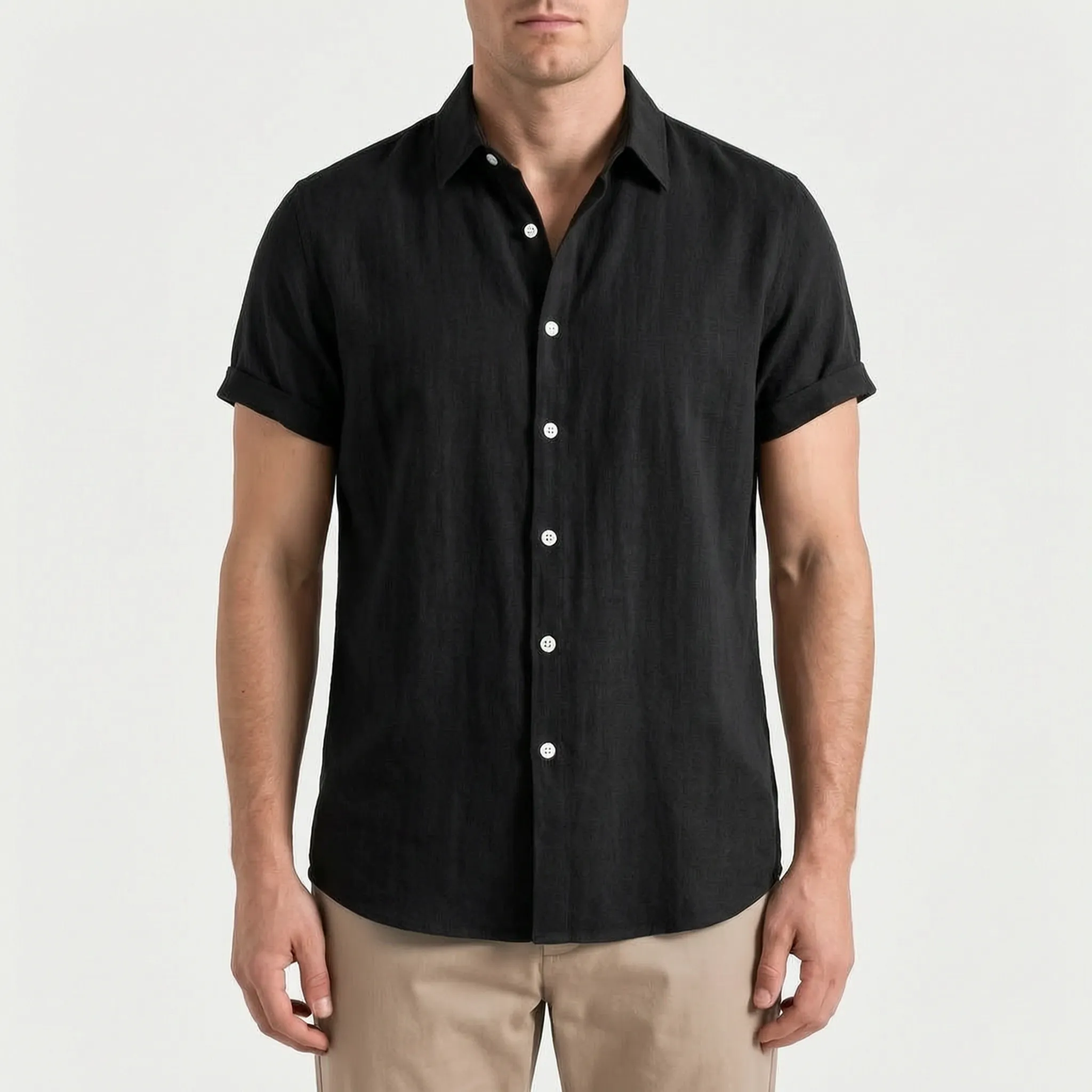 Ruvic  - Relaxed Short Sleeve Button-Up Shirt Warm Weather Wear