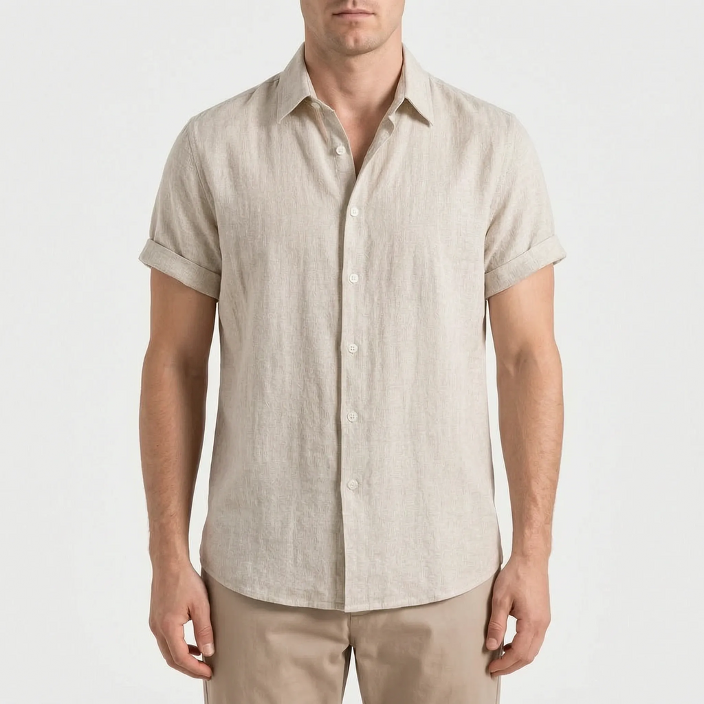 Ruvic  - Relaxed Short Sleeve Button-Up Shirt Warm Weather Wear