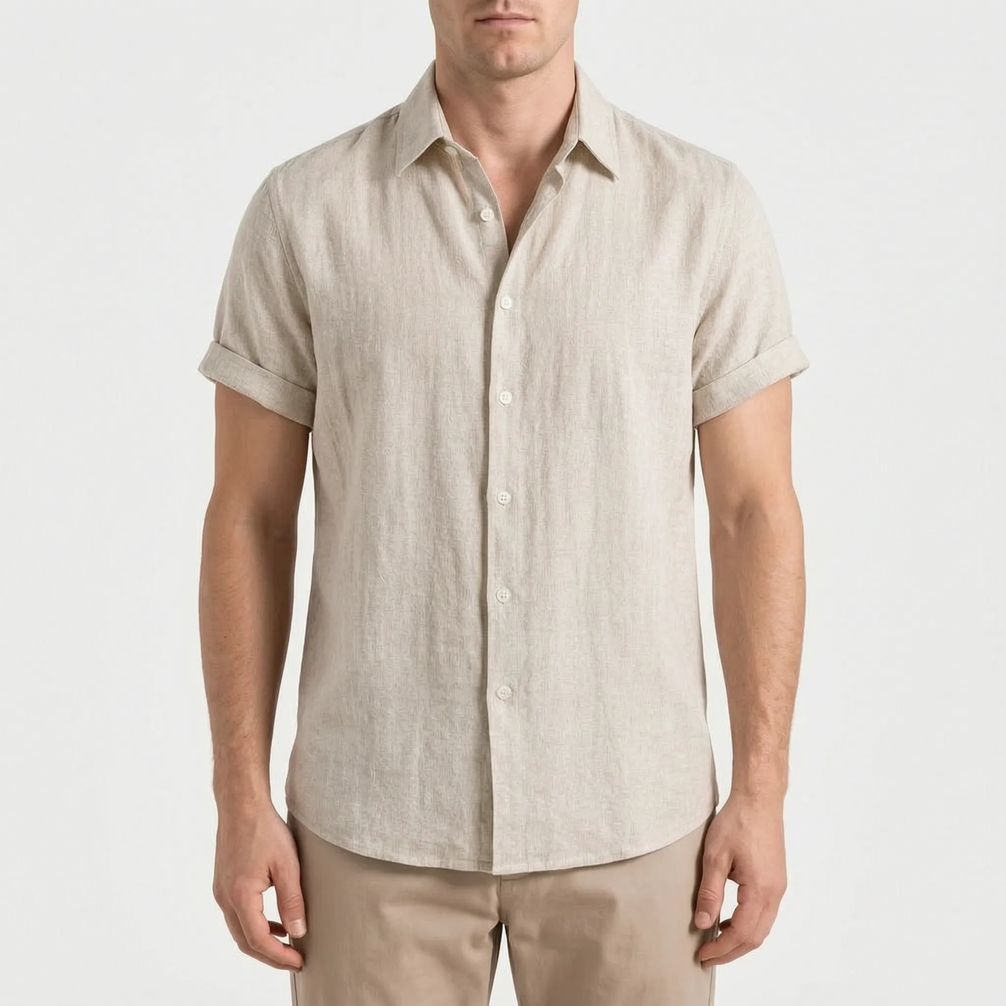 Ruvic  - Relaxed Short Sleeve Button-Up Shirt Warm Weather Wear