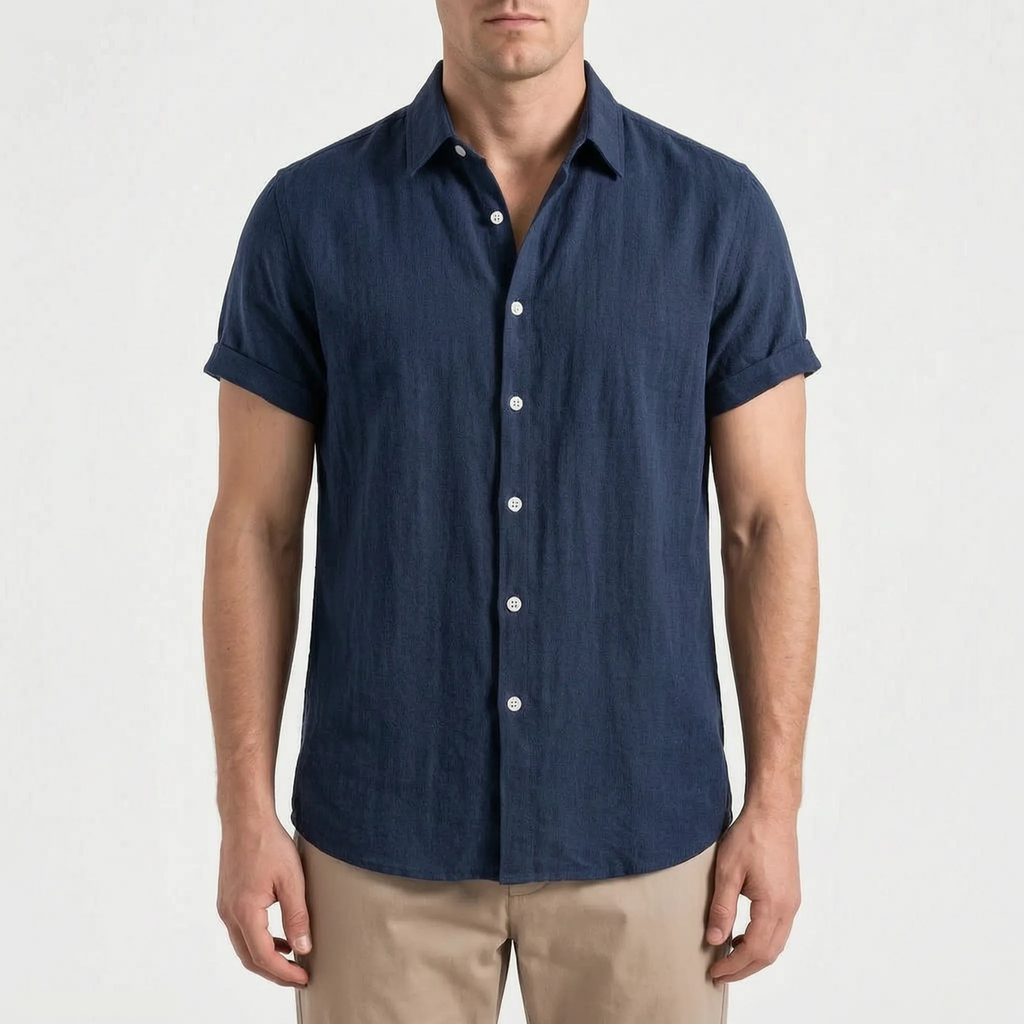 Ruvic  - Relaxed Short Sleeve Button-Up Shirt Warm Weather Wear