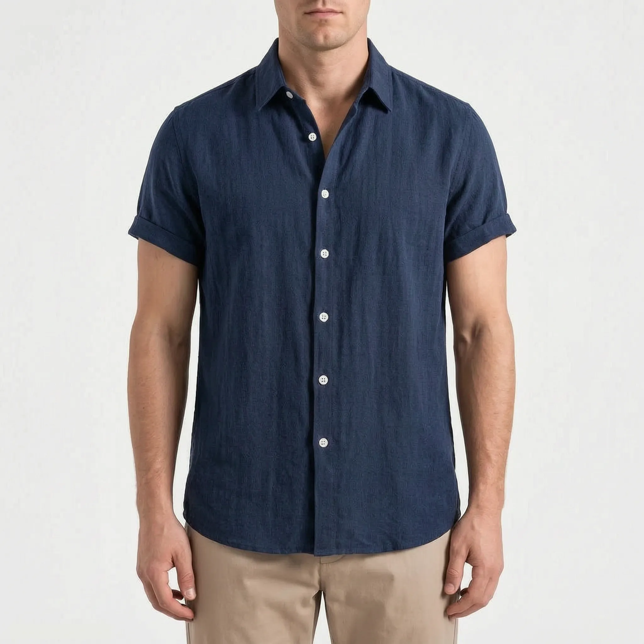 Ruvic  - Relaxed Short Sleeve Button-Up Shirt Warm Weather Wear