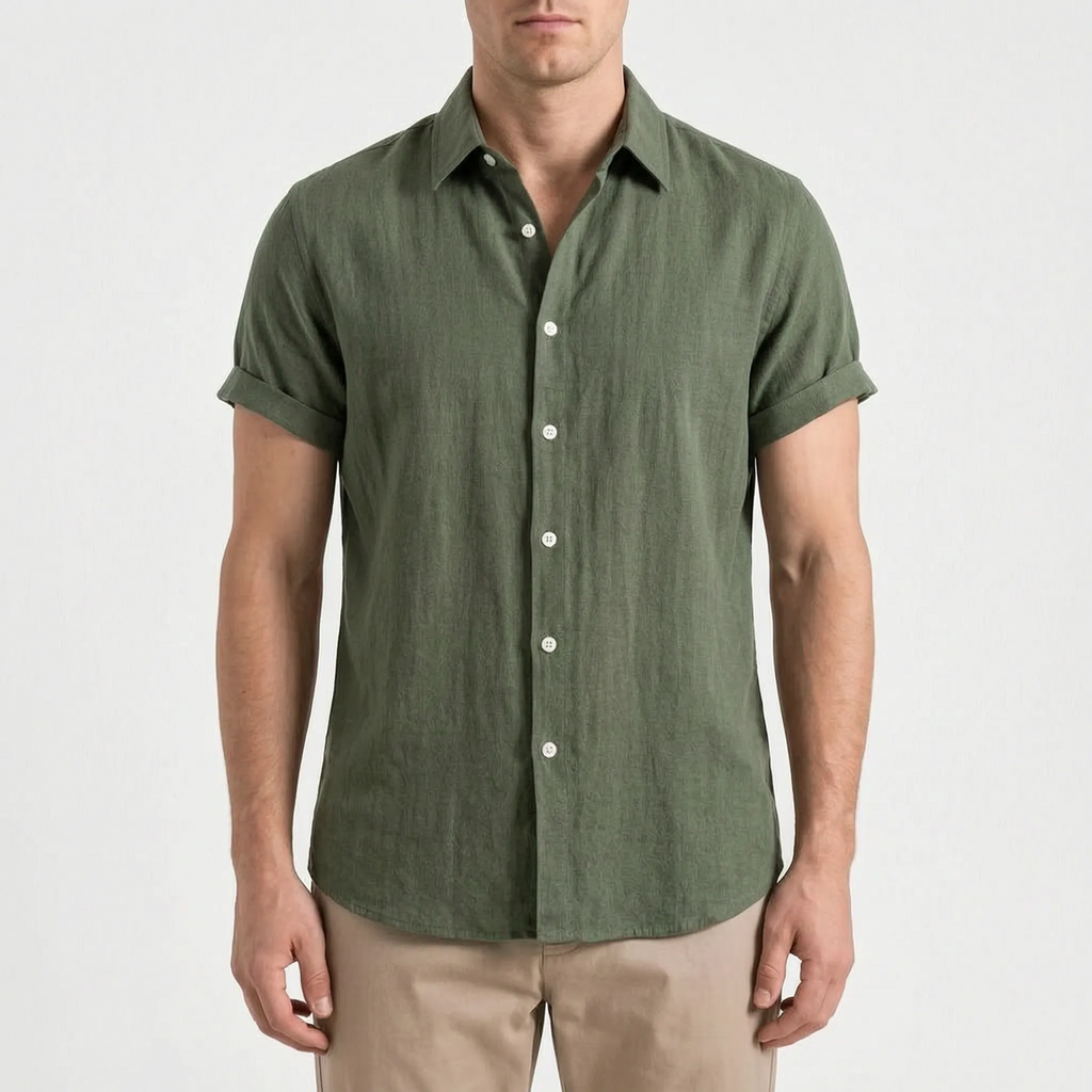 Ruvic  - Relaxed Short Sleeve Button-Up Shirt Warm Weather Wear