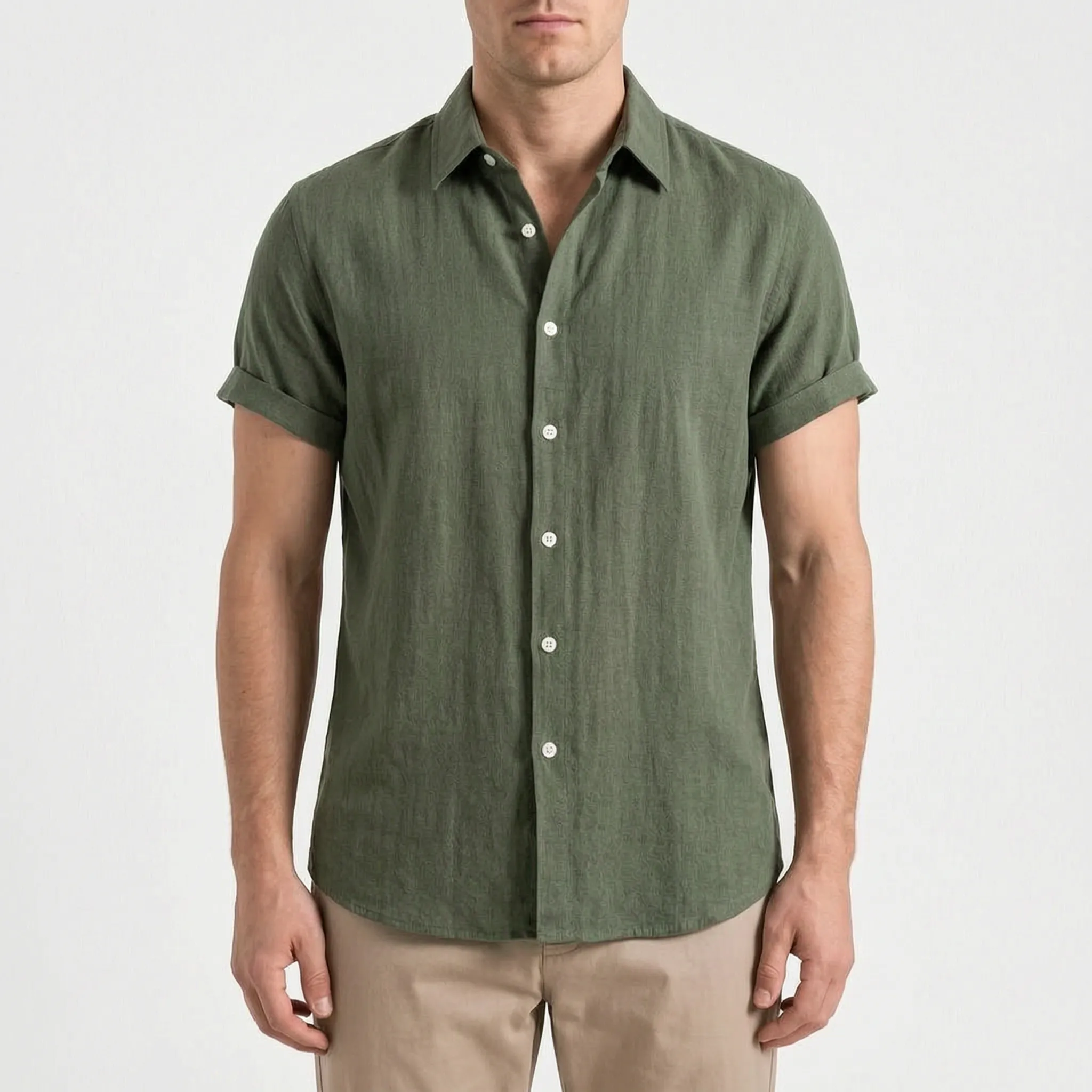 Ruvic  - Relaxed Short Sleeve Button-Up Shirt Warm Weather Wear