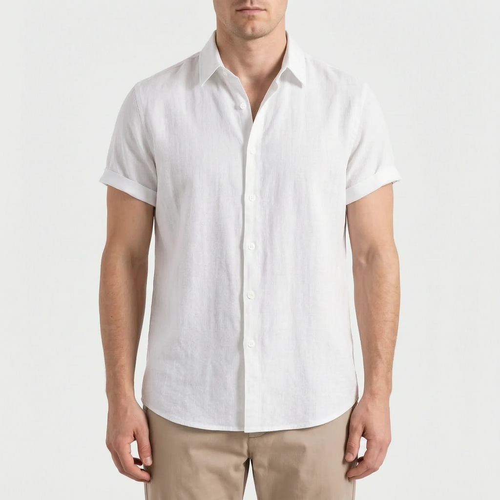Ruvic  - Relaxed Short Sleeve Button-Up Shirt Warm Weather Wear