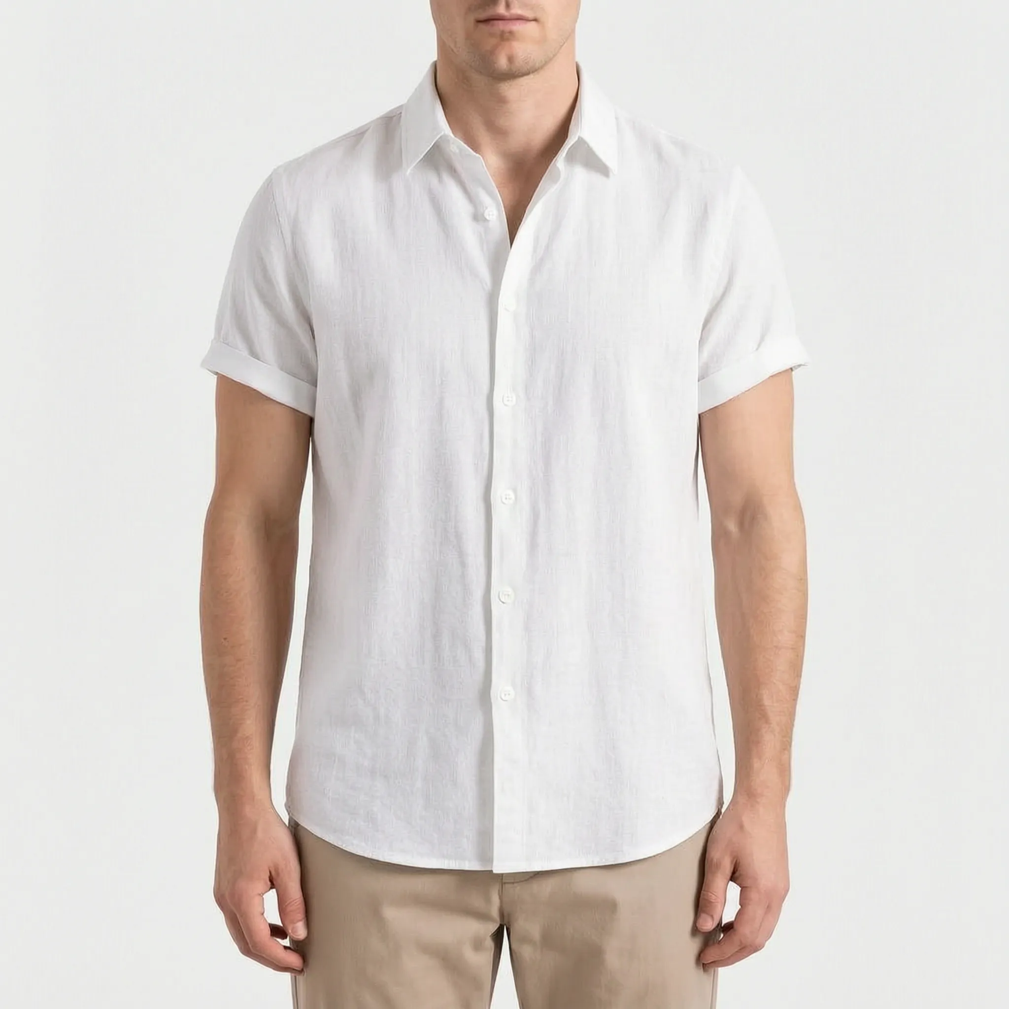 Ruvic  - Relaxed Short Sleeve Button-Up Shirt Warm Weather Wear