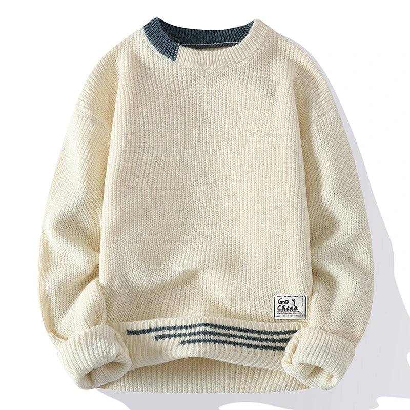 Women's textured crew neck sweater with long sleeves