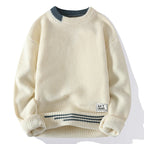 Women's textured crew neck sweater with long sleeves