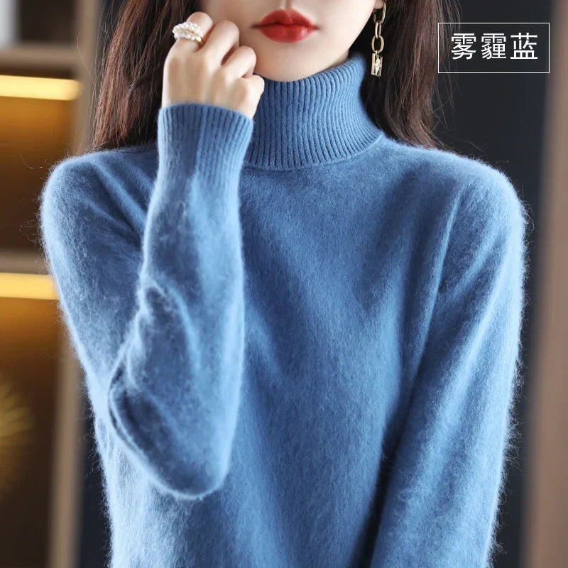 Women's long-sleeve ribbed turtleneck sweater