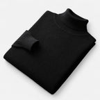 Plain men's roll neck sweater with ribbed trims