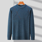 Men's mock neck sweater with long sleeves and ribbed trims