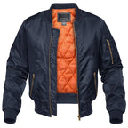 Men's quilted bomber jacket with zip front and side pockets