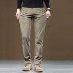 Men's straight leg trousers with ribbed texture and side pockets