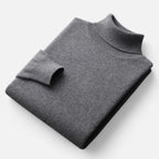 Plain men's roll neck sweater with ribbed trims