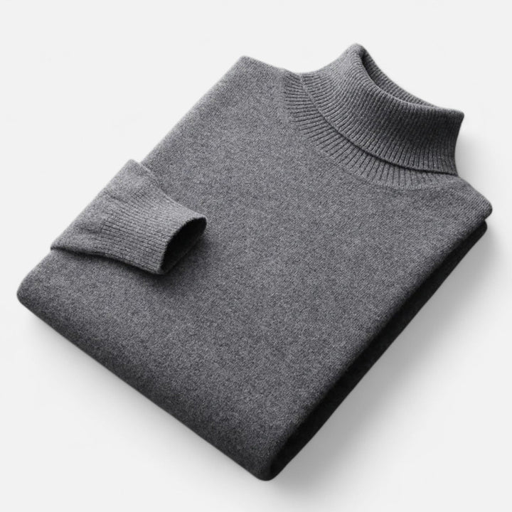 Plain men's roll neck sweater with ribbed trims