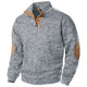 Men's textured mock neck sweater with contrast elbow patches