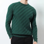 Men's textured crewneck sweatshirt with long sleeves and ribbed trims