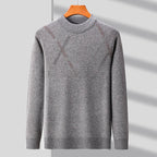 Men's mock neck sweater with long sleeves and ribbed trims