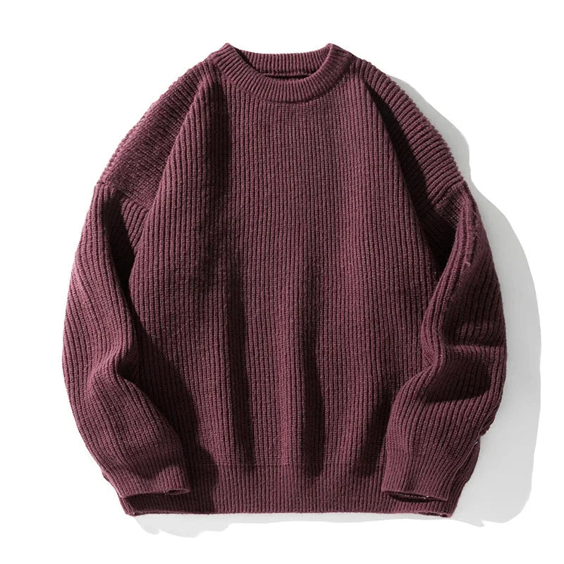 Unisex ribbed crew neck sweater with long sleeves