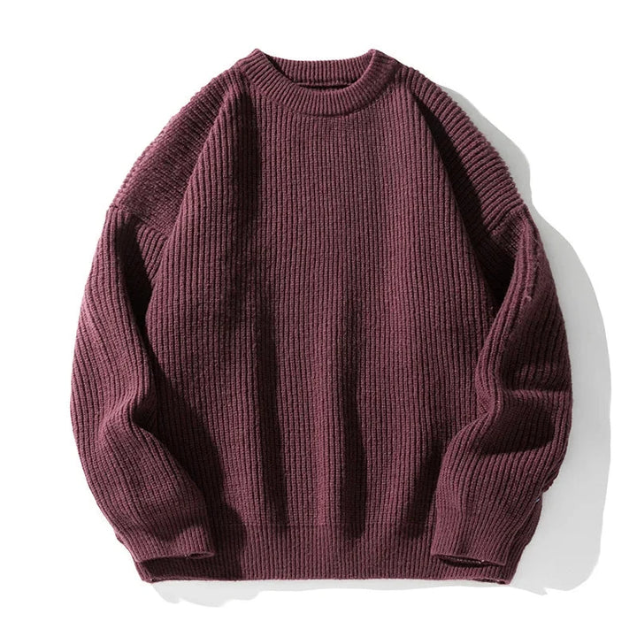 Unisex ribbed crew neck sweater with long sleeves