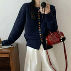 Women's cardigan with long sleeves and multicolor front buttons