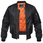 Men's quilted bomber jacket with zip front and side pockets