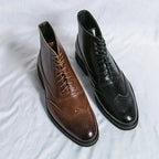Men's lace-up brogue ankle boots with perforated detailing