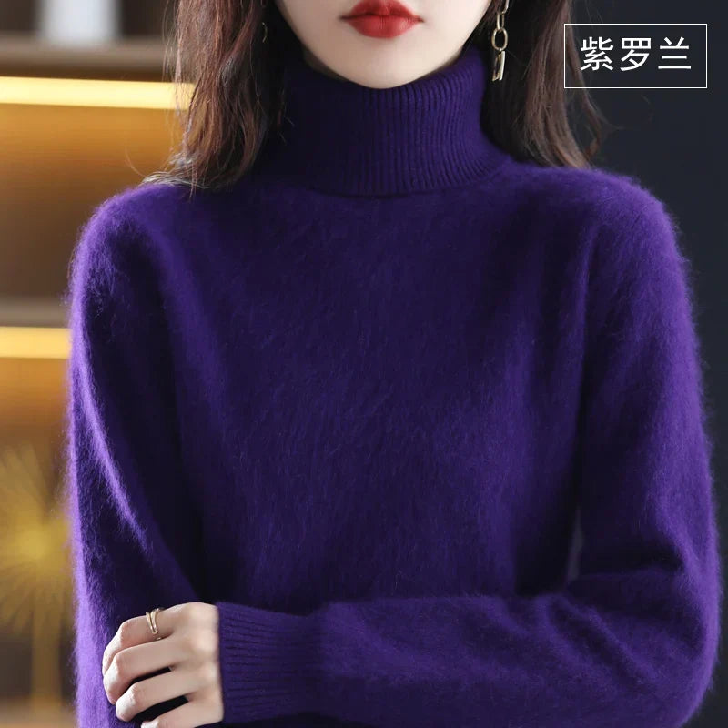 Women's long-sleeve ribbed turtleneck sweater