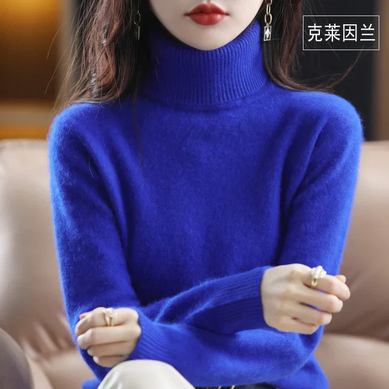 Women's long-sleeve ribbed turtleneck sweater