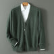 Men's V-neck button cardigan with long sleeves and ribbed trims