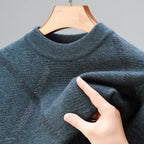 Men's mock neck sweater with long sleeves and ribbed trims