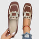 Women's square-toe loafers with embellished buckle detail